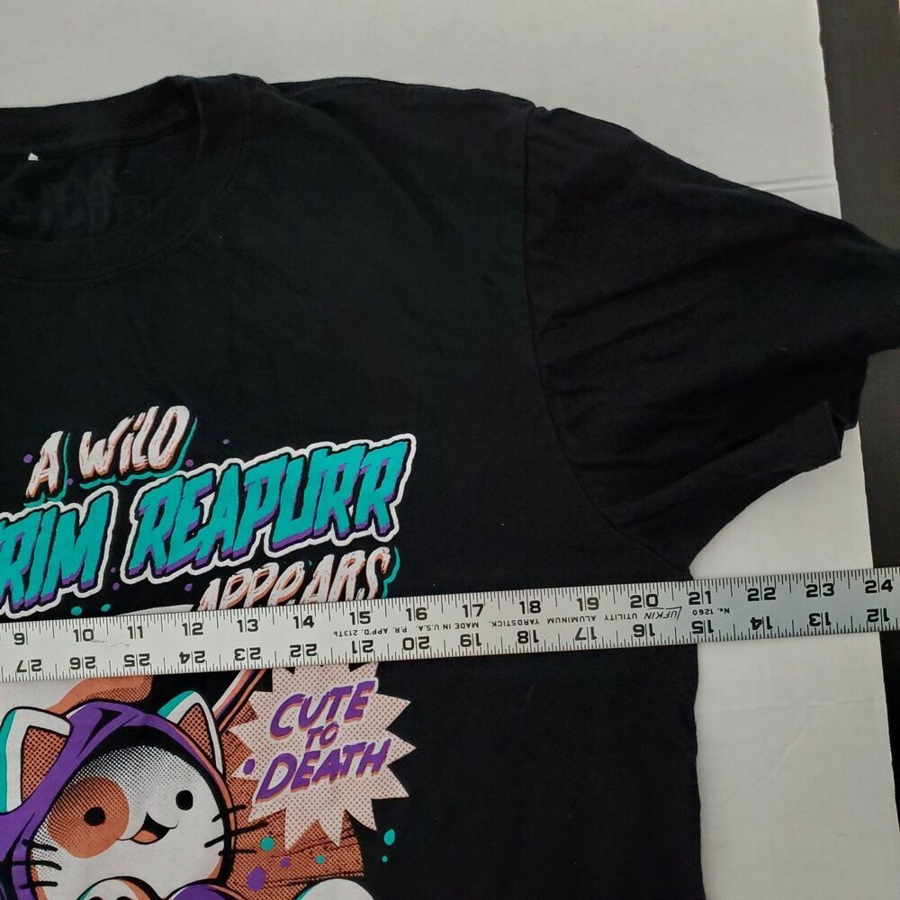 Black Matter T-Shirt A Wild Grim Reapurr Appears Cute to Death Black Sz L - Picture 4 of 6